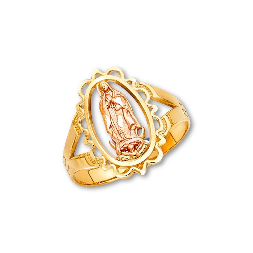 14k Two Tone Guadalupe Ring | Solid Gold Religious Ring By Tehrani Jewelry